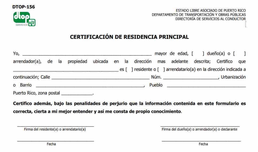 Formulario DTOP-DIS-156