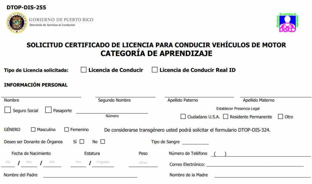 Formulario dtop dis 776 cesco citas puerto rico